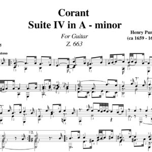 Purcell Corant Suite IV in A - minor Z.663 for guitar