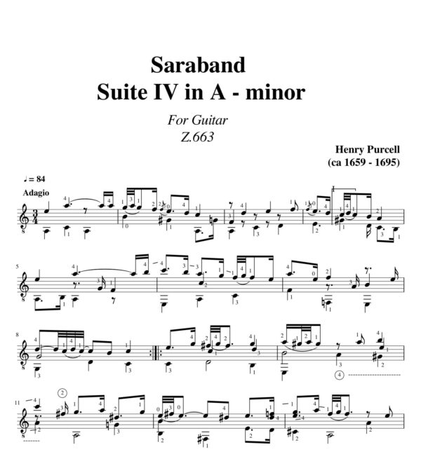 Purcell Saraband Suite IV in A minor Z.663