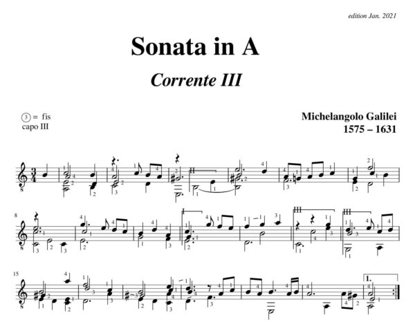 Galilei Sonata in A Corrente III