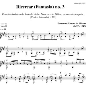 Da Milano Ricercar (Fantasia) no 3