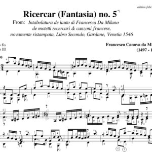 Da Milano Ricercar (Fantasia) no 5