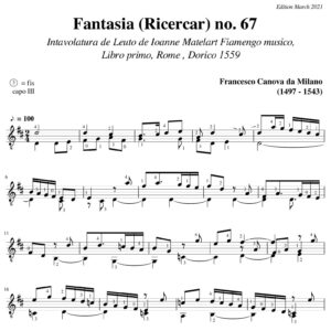 Da Milano Fantasia Ricercar no 67