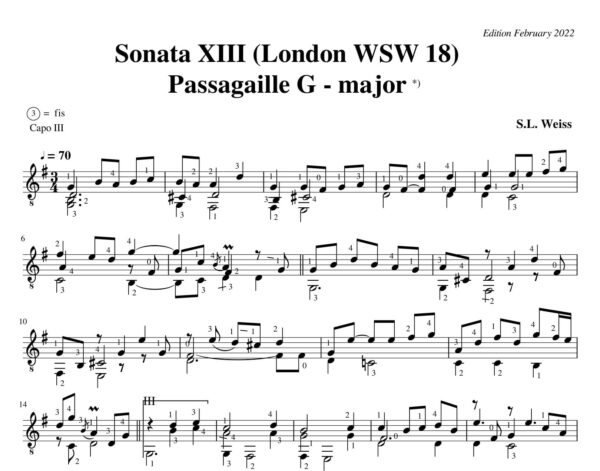 Weiss Sonata WSW 18 Passagaille G - major