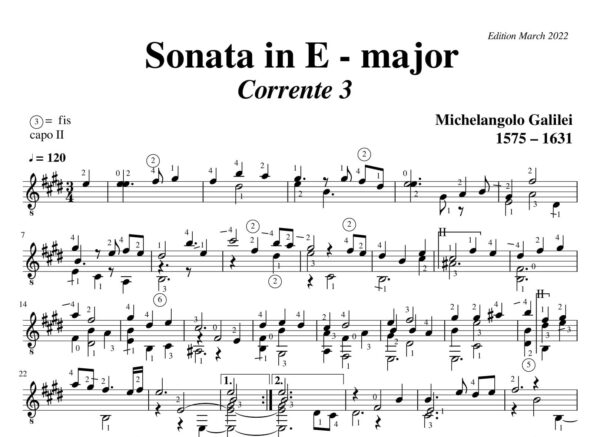 Galilei Corrente 3 Sonata in E major