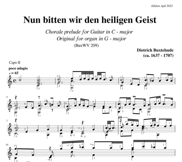 Buxtehude chorale prelude Nun bitten wir BuxWV 209 C major