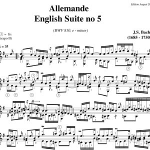 Bach Allemande English Suite no 5 BWV 810