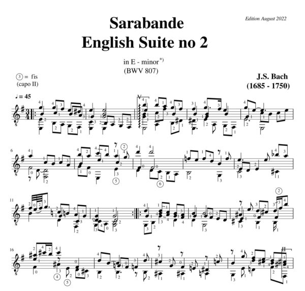 Bach Sarabande English Suite no 2 BWV 807