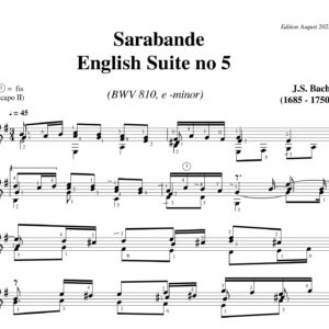 Bach Sarabande English Suite no 5 BWV 810