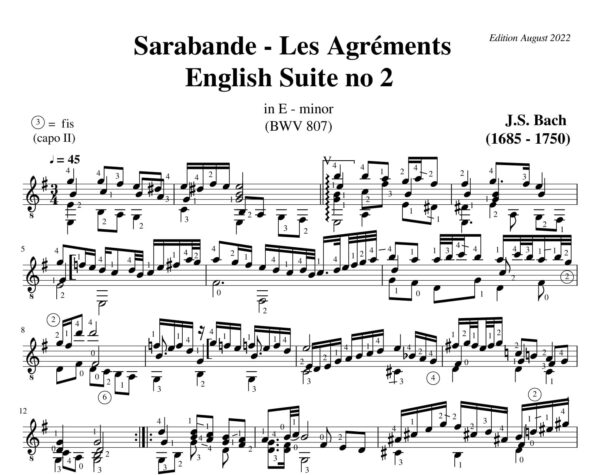 Bach Sarabande Les Agréments English Suite no 2 BWV 807