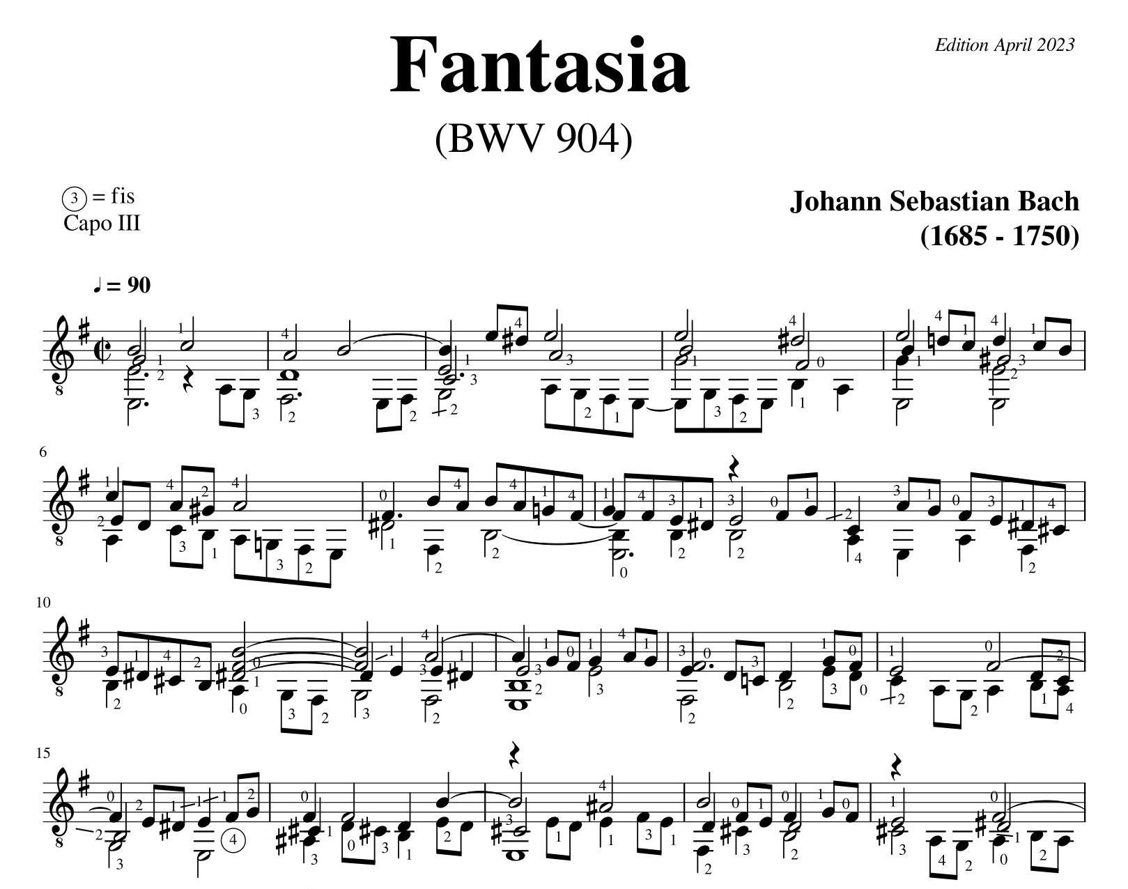 Bach Fantasia in A to E minor BWV 904