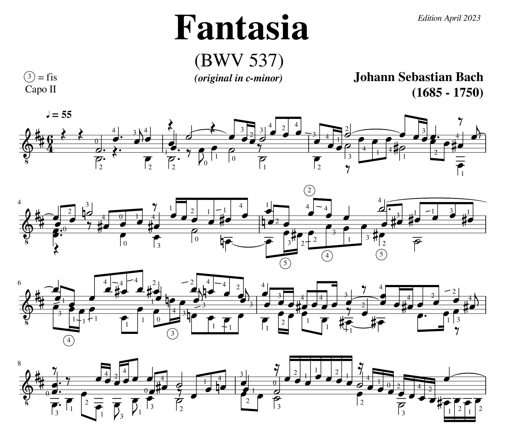 Bach Fantasia in C to B minor BWV 537
