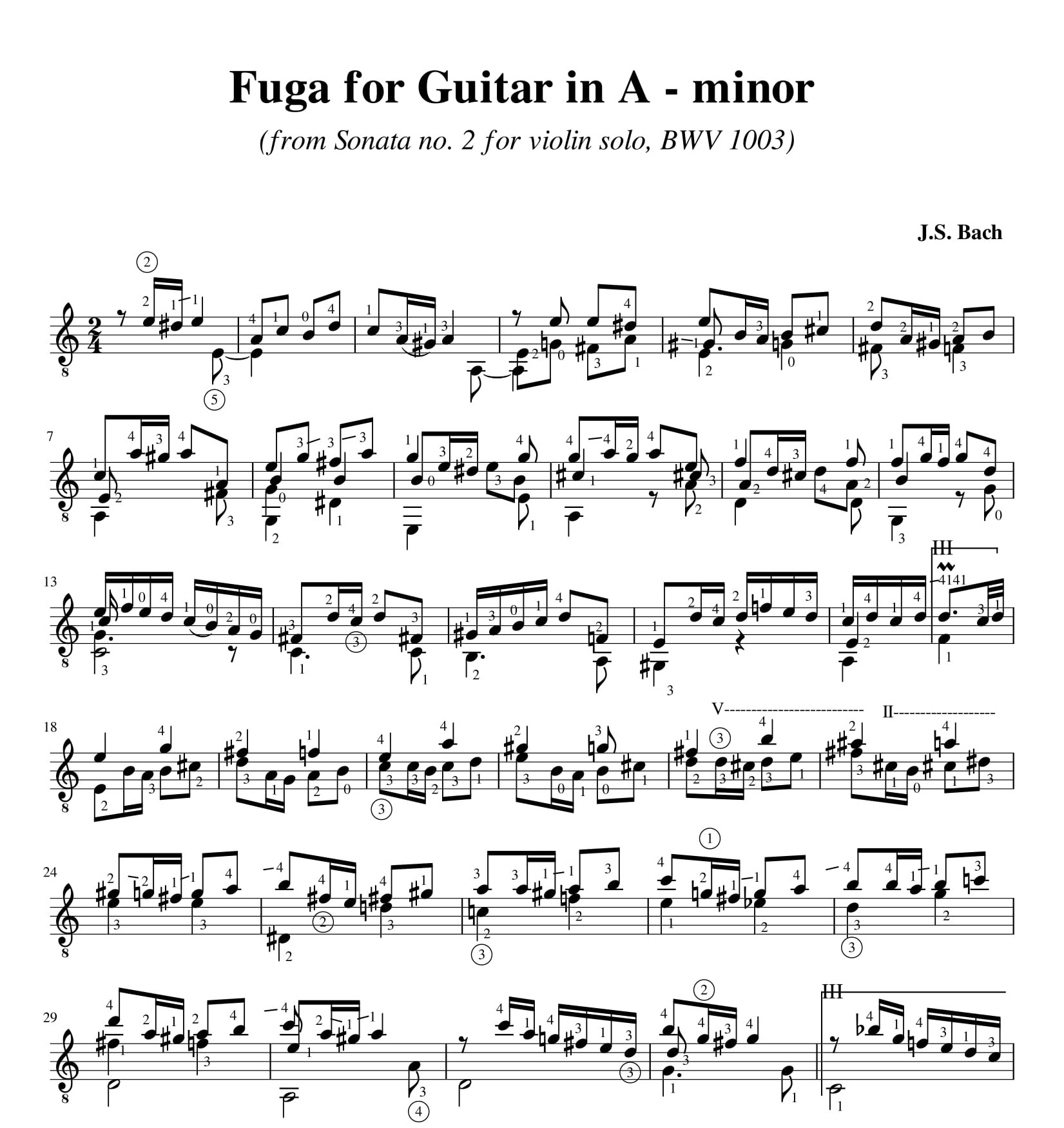 Bach Sonata no 2 BWV 1003 Fuga