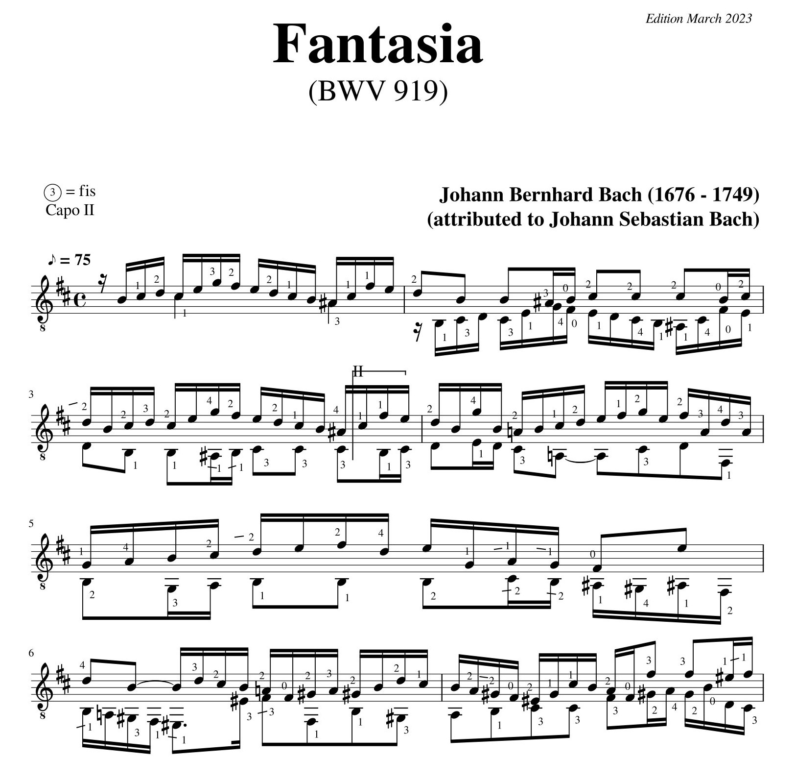Johann Bernard Bach Fantasia in C minor BWV 919