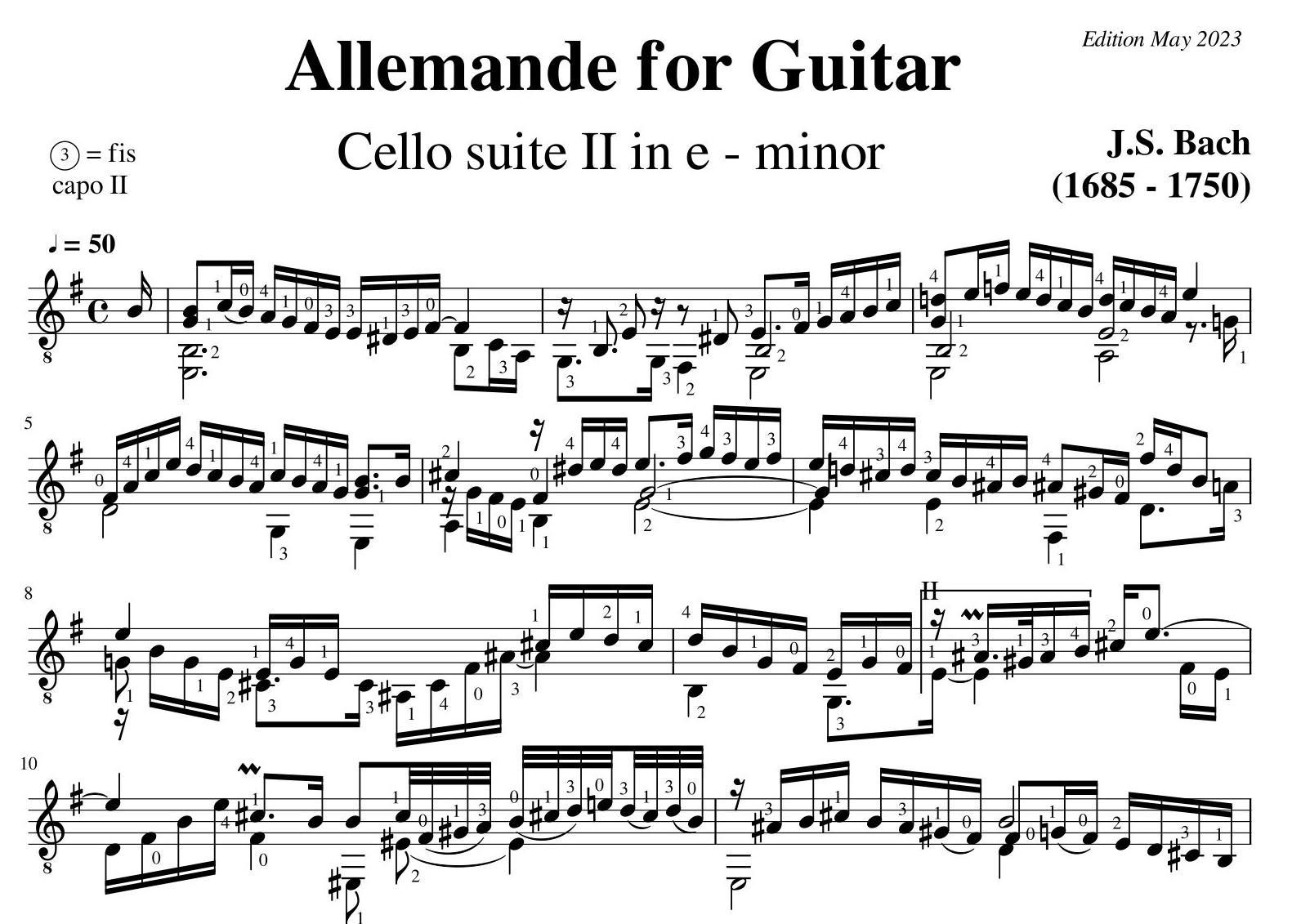 Bach Cello Suite 2 Allemande BWV 1008