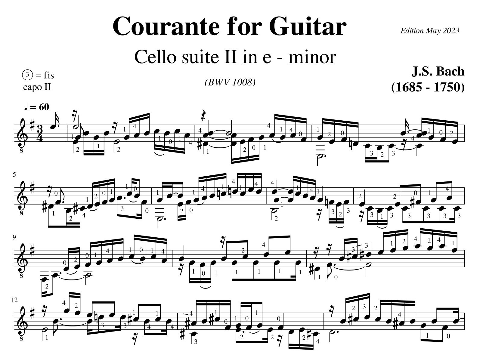 Bach Cello Suite 2 Courante BWV 1008