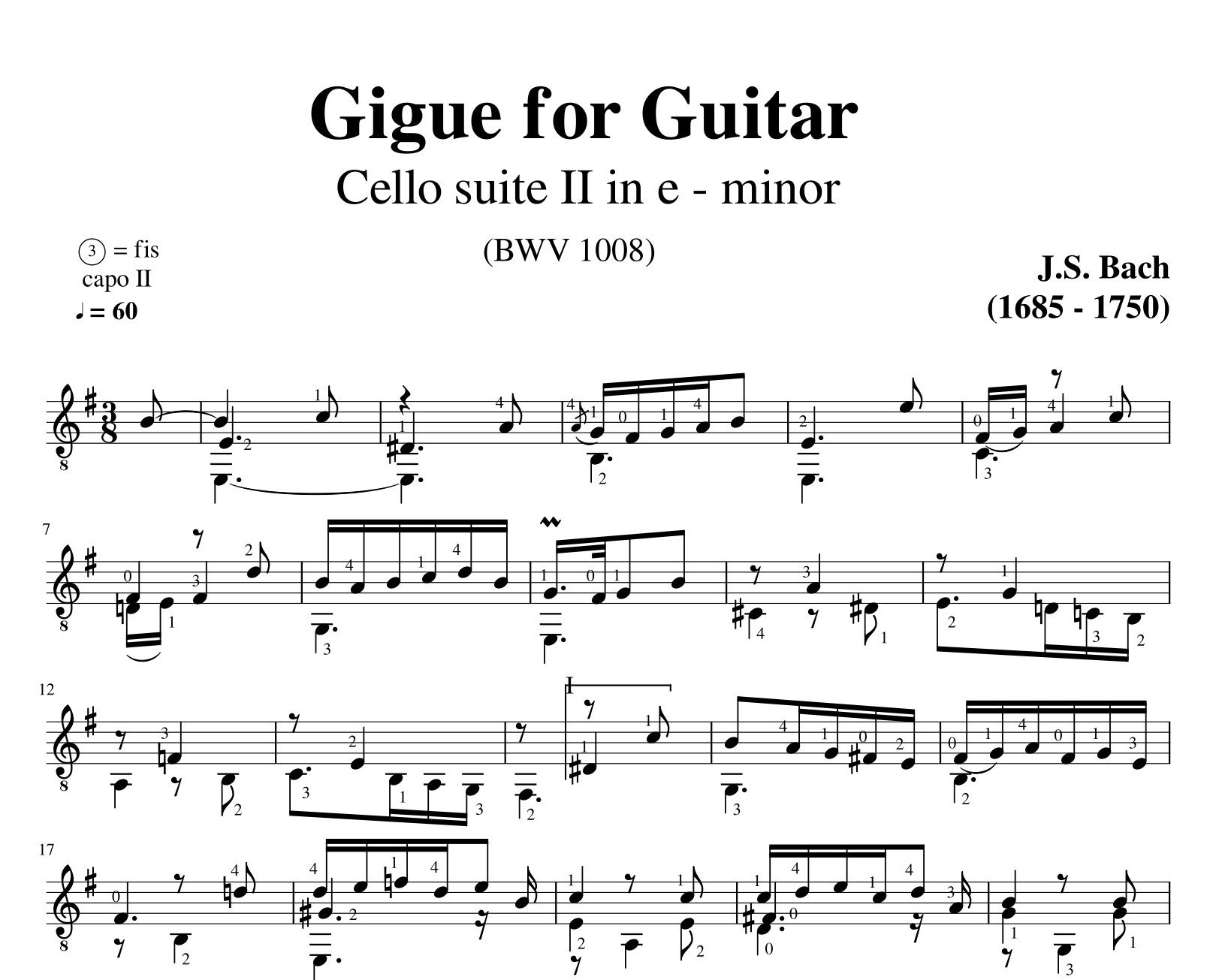 Bach Cello Suite 2 Gigue BWV 1008