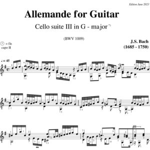 Bach Cello Suite 3 Allemande BWV 1009