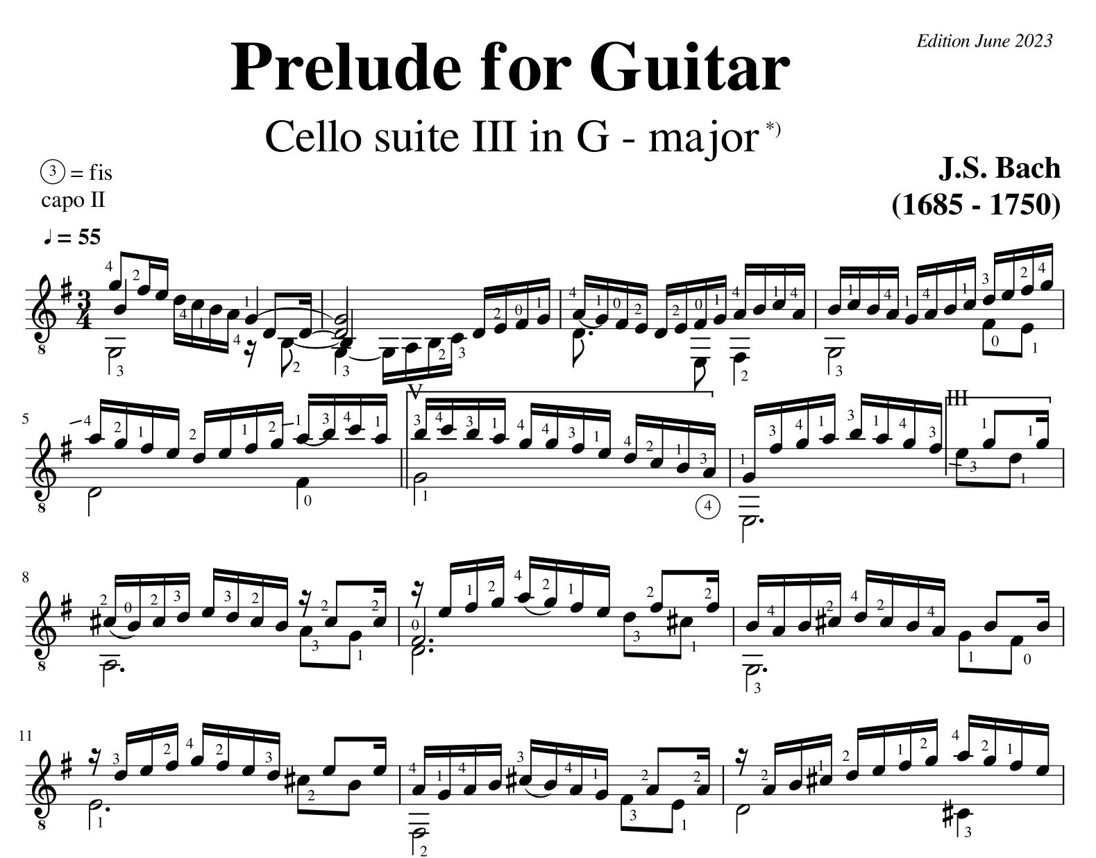 Bach Cello Suite 3 Prelude BWV 1009