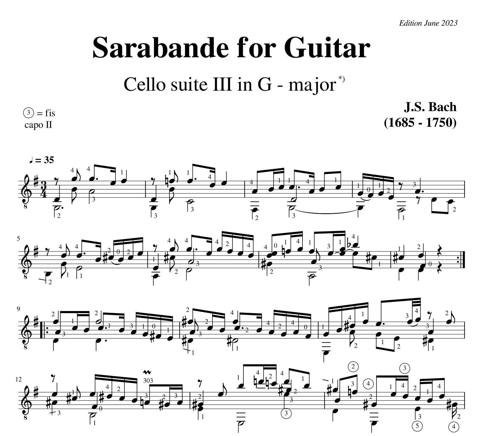 Bach Cello Suite 3 Sarabande BWV 1009