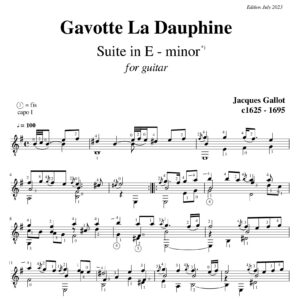 Jacques Gallot Gavotte La Dauphine Suite in e minor
