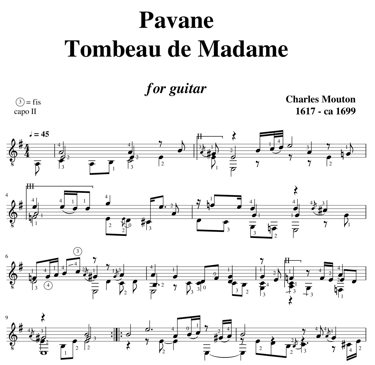 Charles Mouton Pavane Tombeau de Madame