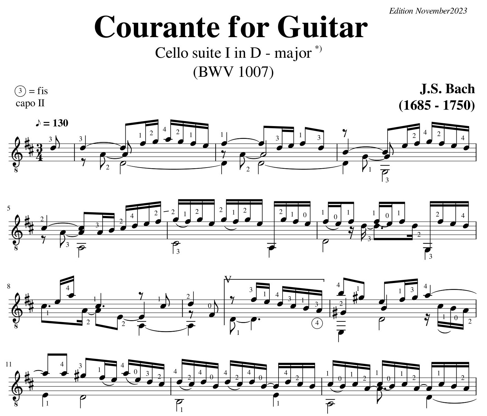 Bach Cello Suite 1 Courante BWV 1007