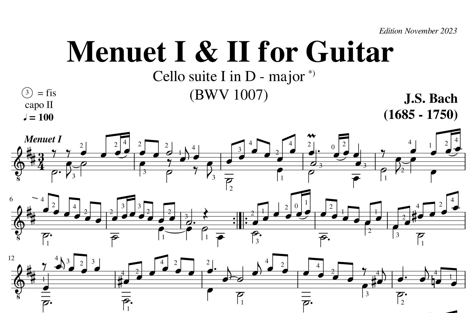 Bach Cello Suite 1 Menuet 1 & 2 BWV 1007