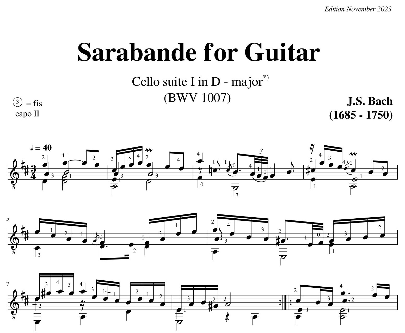 Bach Cello Suite 1 Sarabande BWV 1007