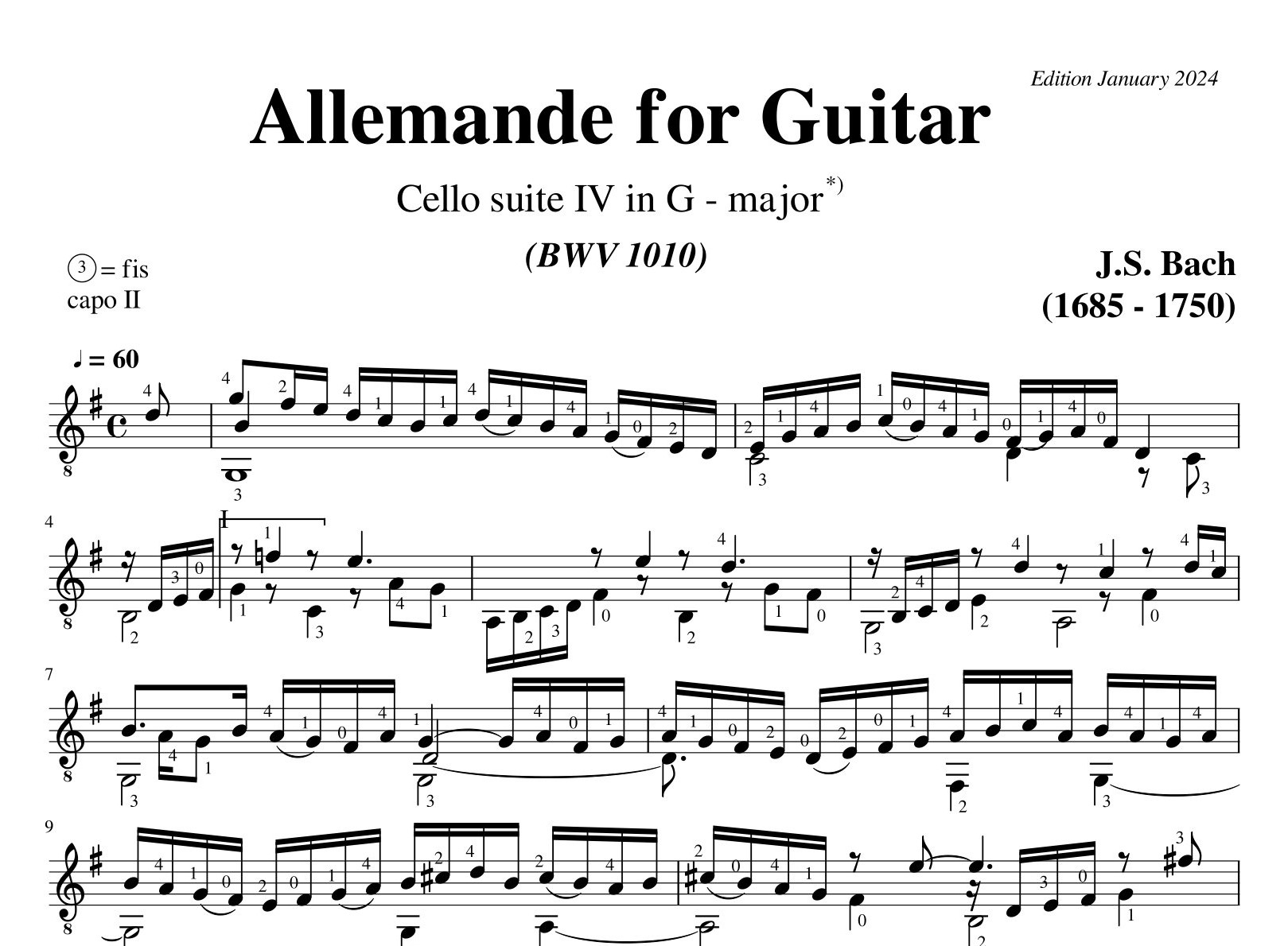 Bach Cello Suite 4 Allemande BWV 1010
