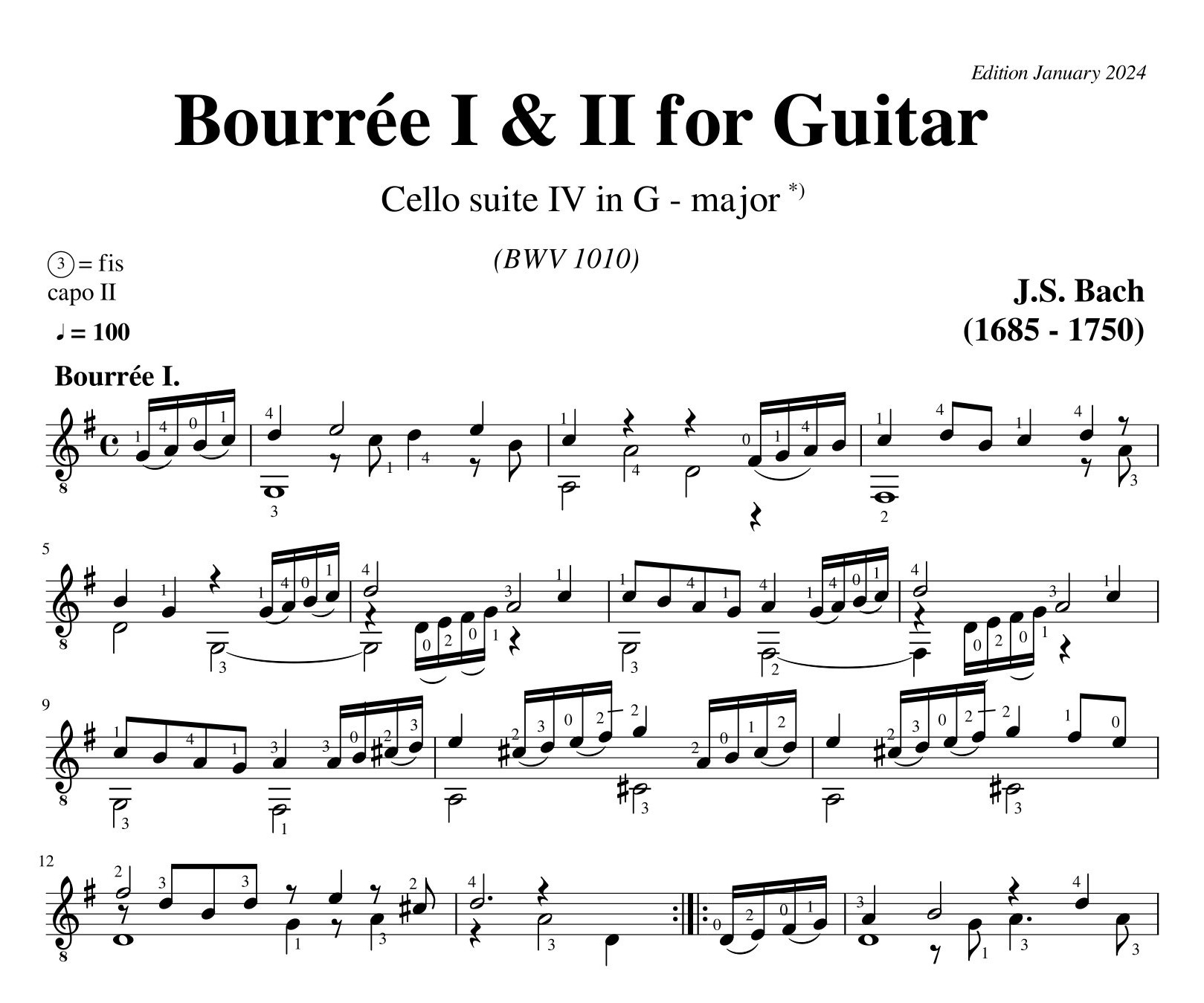 Bach Cello Suite 4 Bourrée I & II BWV 1010