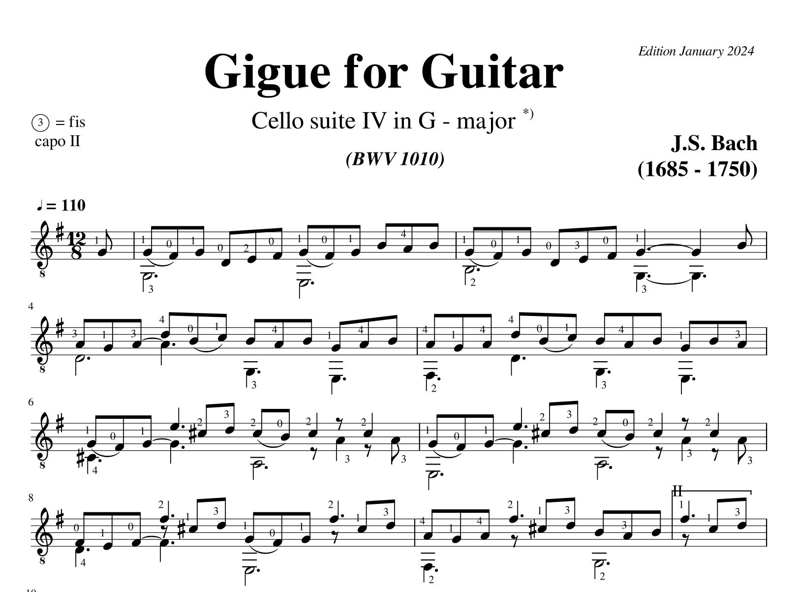 Bach Cello Suite 4 Gigue BWV 1010