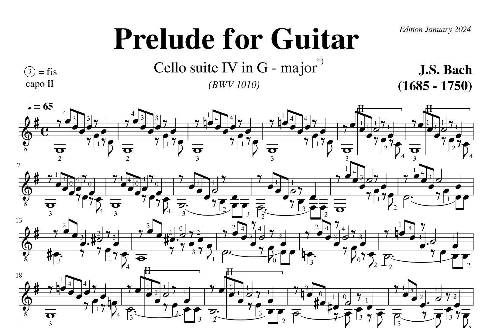 Bach Cello Suite 4 Prelude BWV 1010