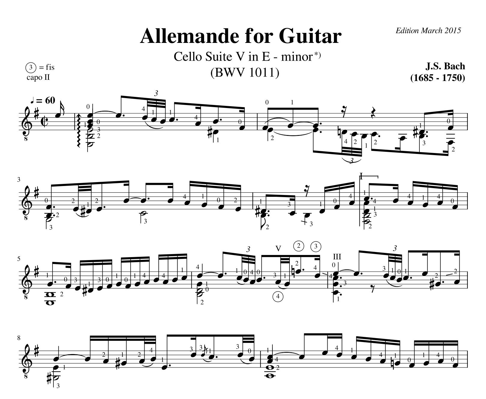 Bach Cello Suite 5 Allemande BWV 1011