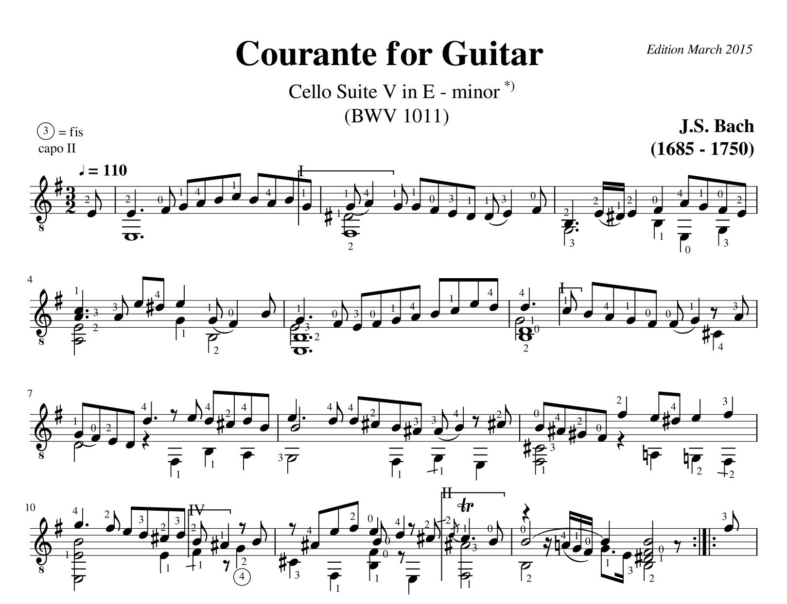 Bach Cello Suite 5 Courante BWV 1011