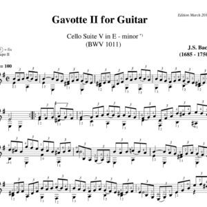 Bach Cello Suite 5 Gavotte II BWV 1011