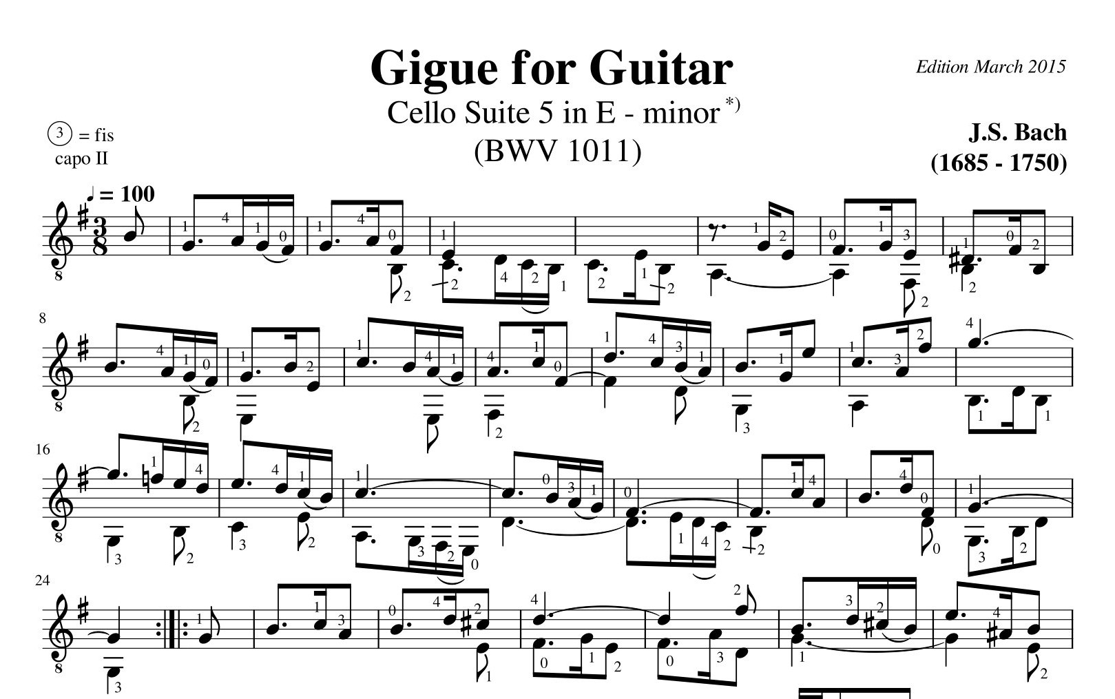 Bach Cello Suite 5 Gigue BWV 1011