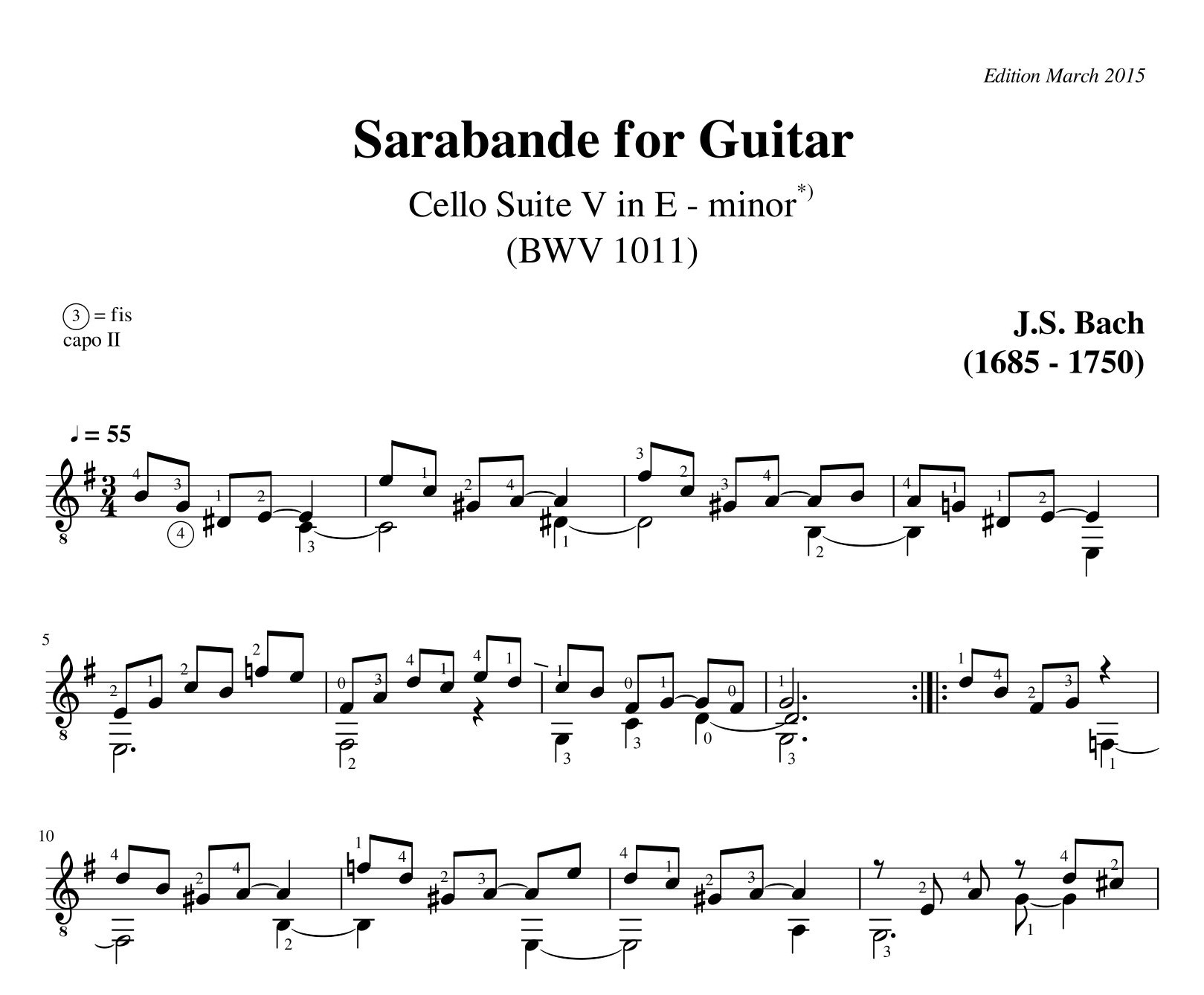 Bach Cello Suite 5 Sarabande BWV 1011