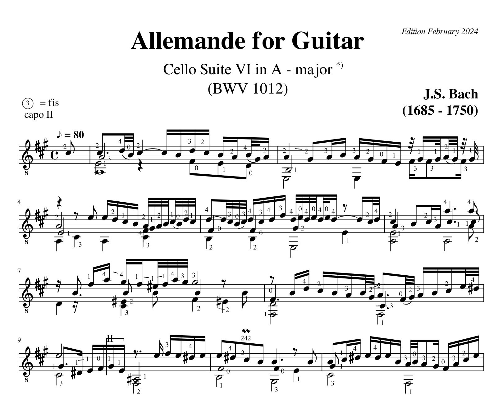 Bach Cello Suite 6 Allemande BWV 1012