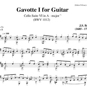 Bach Cello Suite 6 Gavotte I BWV 1012