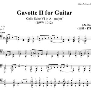 Bach Cello Suite 6 Gavotte II BWV 1012