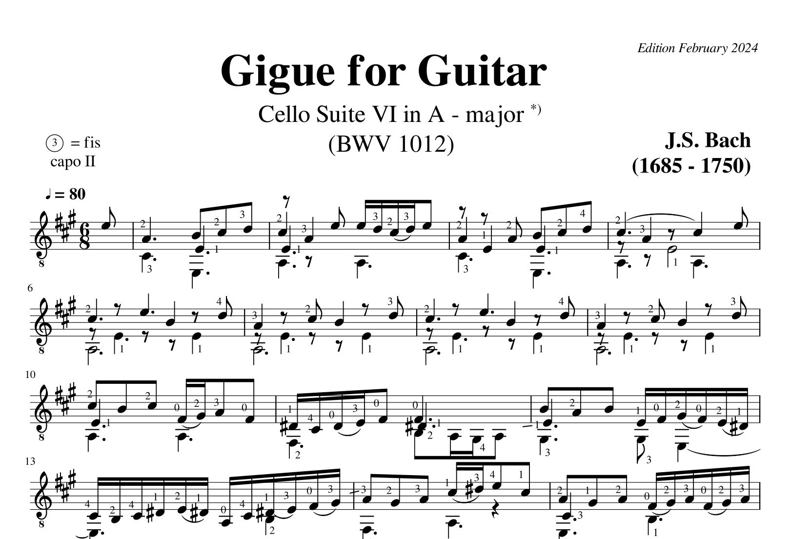 Bach Cello Suite 6 Gigue BWV 1012