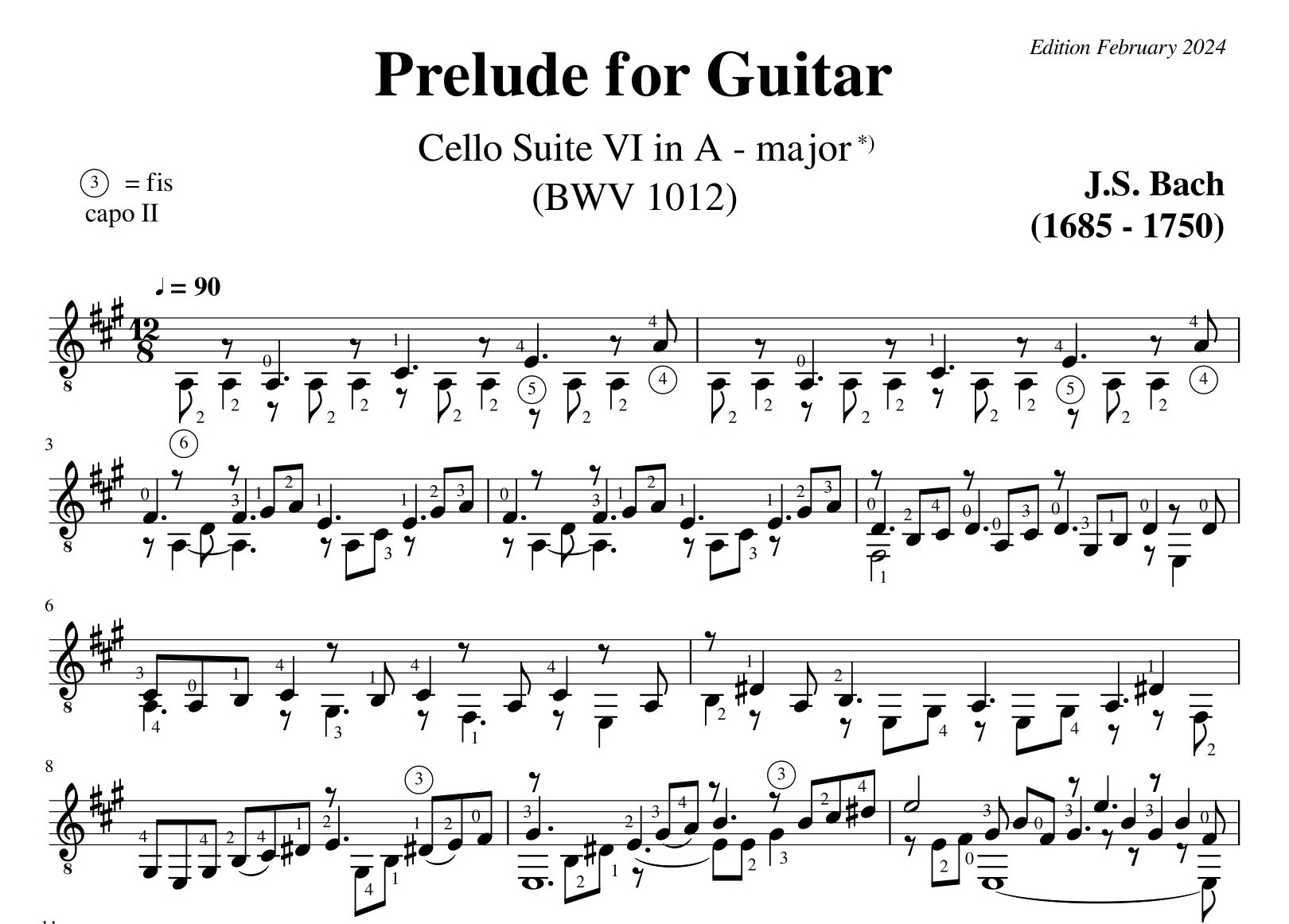 Bach Cello Suite 6 Prelude BWV 1012