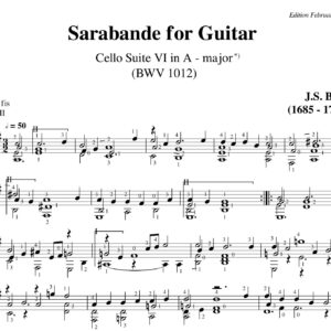 Bach Cello Suite 6 Sarabande BWV 1012