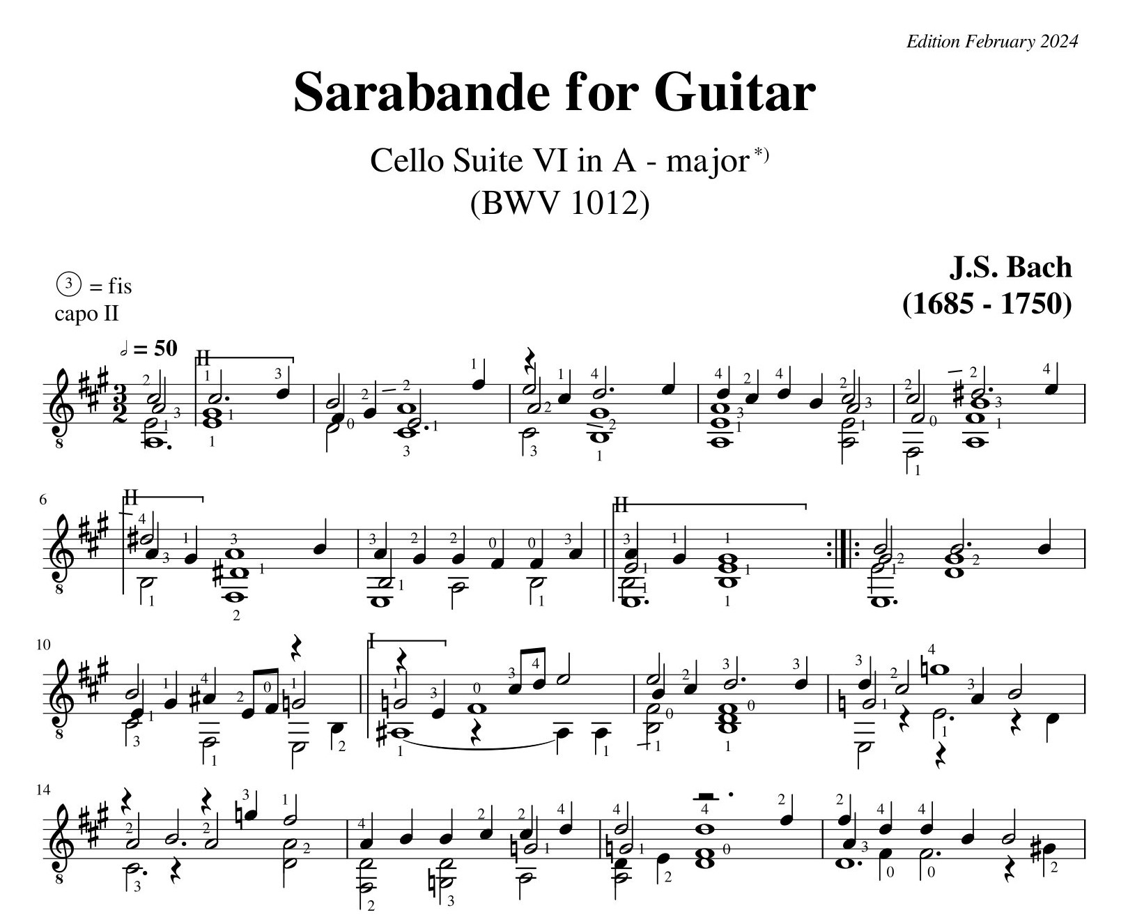 Bach Cello Suite 6 Sarabande BWV 1012