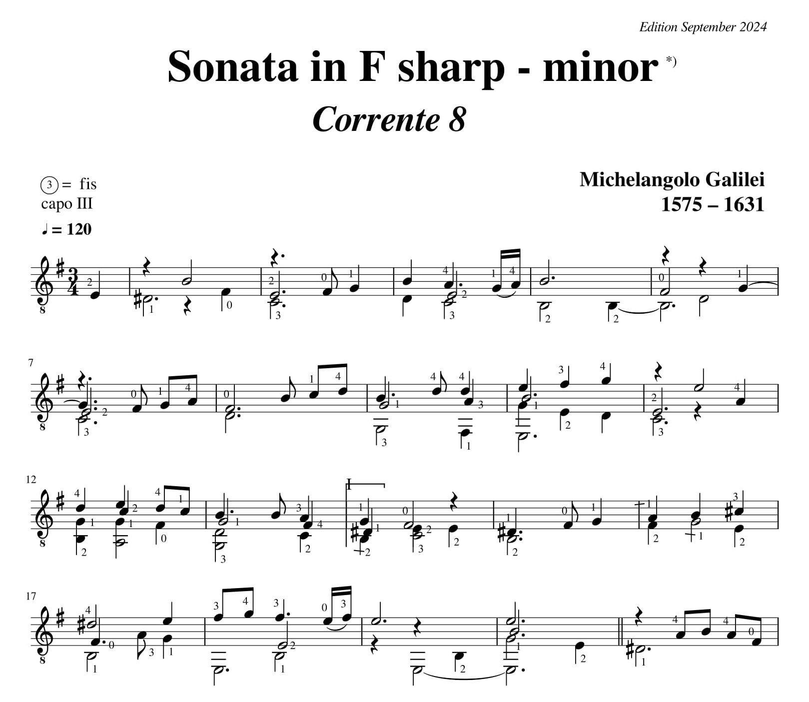 Galilei Sonata in F sharp minor Corrente 8